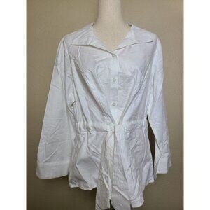 NWT Charter Club Womens Long Sleeves Jacket With Belt White Size 1X